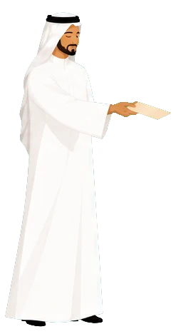 موظف بالثوب والغترة أثناء تسليم ملاحظة لزميل