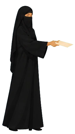 موظفة بالنقاب أثناء تسليم ملاحظة لزميل